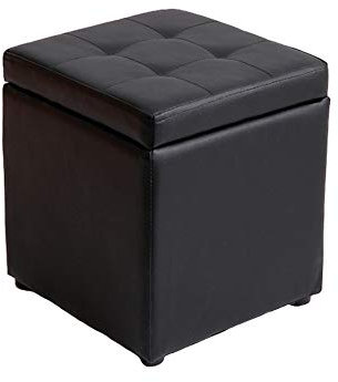 Kunstleder-Ottoman-Bank mit Memory-Schaum-Sitz und faltbarer Spielzeugbox, kleiner Fußhocker mit getuftetem Design, perfekt für Fußstütze und zusätzliche Sitzgelegenheit