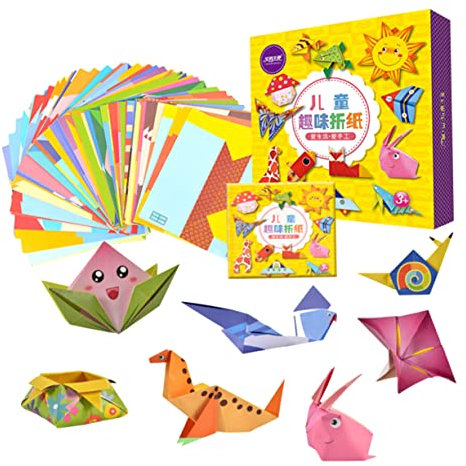 Operitacx Schachtel Bunte Papierfalten Faltpapiere Mit Cartoon-tiermotiv Bastelpapier Für Junge Mädchen Und Mädchen Origamipapier