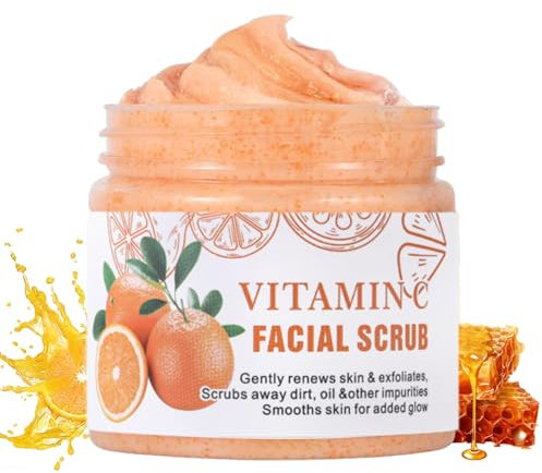 Vitamin C Face Scrub,Exfoliating Face Wash,Facial Peeling Cream Microdermabrasion Face Exfoliator,Facial Cleanser Dask Spot Remover,Gentle Face Scrub for Women,Peeling Blackheads & Acne,Hydrating Skin