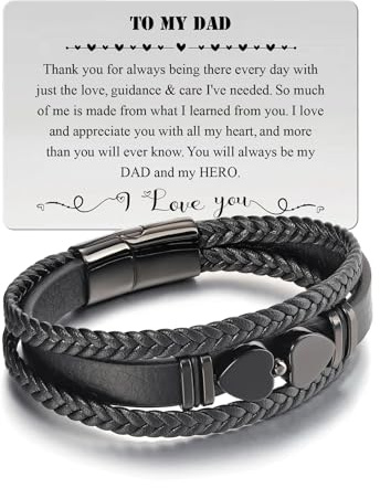 Jovivi Herrarmband tigeröga kristall läderarmband man smycken gåvor för män pojkar pappa pojkvän make pappa farfar födelsedag fars dag årsdag alla hjärtans för honom, 8.3 inches, Läder, rostfritt stål