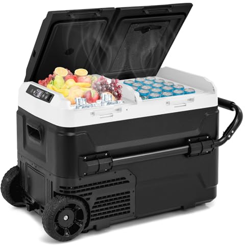 SOARS Mini Réfrigérateur Électrique 40L, Glacière à Compression 12/24V, -20℃-20℃, Mode Max/Eco, Double Zone, pour Voiture, Camion, Camping, Chambre, 79 X 47 X 46,5 CM