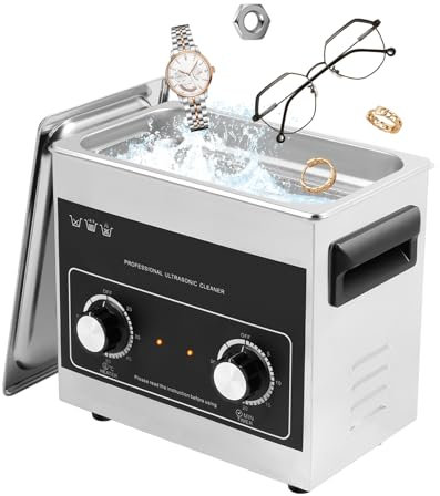 Ultrasonic Washing Machine with Heater and Timer 3.2L/0.85 Gallon 40Khz 120W Stainless Steel Ultrasonic cleaning Machine Ultrasound Machine with Knob Control for Jewelry Glasses