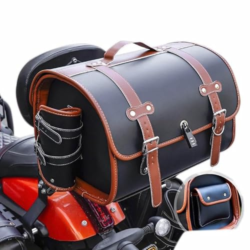 UYTKTN Bolsa de Cola de Moto de Cuero para Yamaha Tmax Tech MAX TMAX TMAX 560 TMAX560, Impermeable Baúl para Moto Bolsas Sillín Herramienta Maletero de Moto, Alforjas Equipaje de Moto