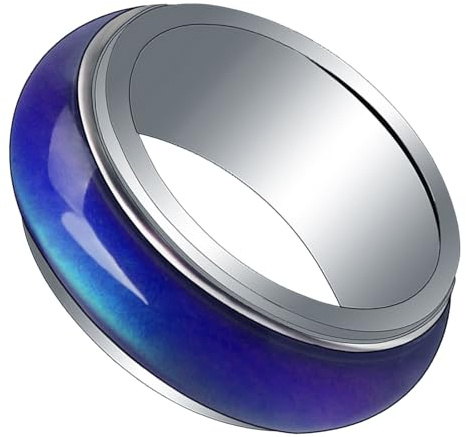 VERDANVERSE Stimmungsring 8mm Band mit Farbwechsel Modischer aus Kupfer Glatte Oberfläche Bequem für Männer Frauen und Kinder
