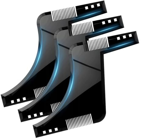 SGERUFZ 3 pezzi sagoma barba pettine barba cura barba forme per barba sul mento basette, sagoma barba per taglio facile, pettine barba strumento styling, simmetrica e contorno della linea della barba