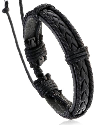 fycouyee Handsmycken vintage läderarmband herr vävd
