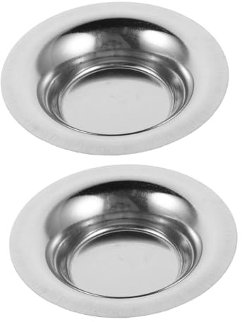 HOLIDYOYO 2pcs Stainless Steel Wax Warmer Dish Replacement Round Reusable Melt Tray Heat-Resistant Oil Warmer Dish for Essential Oil Diffusers Polished Accessory Plate