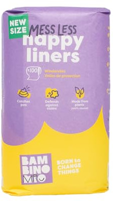 Bambino Mio, Messless Nappy Liners, Biodegradable, 100 Liners, (16cm x 29cm)