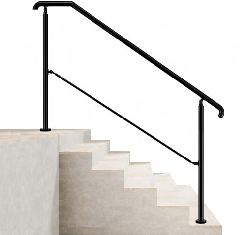Acezanble 162x102cm Edelstahl Eingangshandlauf Treppengeländer Winkelverstellbares Geländer für 4-5 Stufen Innen Außen Treppens, Schwarz