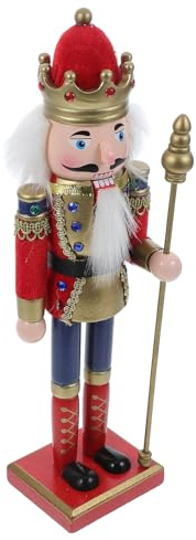 STOBAZA Figura Decorativa de Muñeco Cascanueces de Madera Rojo Soldado para Decoración Navideña de Mesa, Adorno Festivo Artesanal Adecuado para Hogar y Fiestas de Navidad