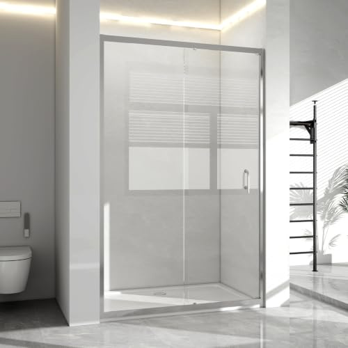 1000mm Reversible Sliding Shower Enclosure Cubicles, 1000x800mm Shower Tray Included, 5mm Toughened Glass Screen, Wet Room Bathroom Cubicle, Smooth Sliding Door, Shower Cubicle with Tray(Chrome)