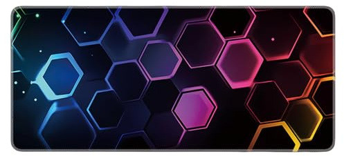 HongXINGDd 900x400mm XXL Alfombrilla Raton Gaming Grande Patron Geometrico Impermeable Base Goma Antideslizante Bordes Cosidos Superficie Texturizada Accesorios Ordenador Portatil PC