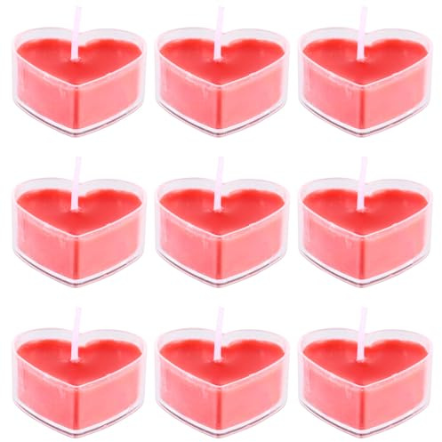 PRETYZOOM 9 Piezas Velas Aromáticas de Té sin Humo Forma de Corazón de Parafina, Seguras Olor a Quemado, Ideales para Bodas y Fiestas Románticas