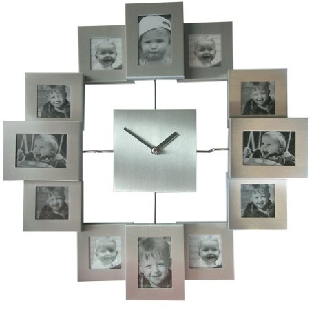 Relaxdays - Reloj de pared con marcos de fotos