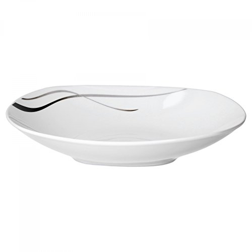 Van Well - Piatto fondo Silver Night, piatto fondo per menu, 450 ml, 215 x 215 mm, piatto da insalata, porcellana, decorazione astratta