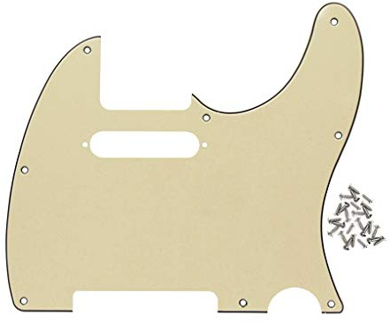 FLEOR 8-Loch 3-lagig Sahne TL Pickguard Single Coil Neck Hole Schnittschutzplatte mit Befestigungsschrauben für den Austausch von US/Mexiko Standard TL TE Plate