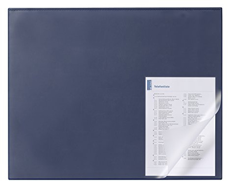 Durable Schreibunterlage mit Kantenschutz, 650 x 500 mm, dunkelblau, 729307 | Rutschfeste Schreibtischauflage mit Abdeckung, Klebestreifen, blau, ideal für Home Office & Büro