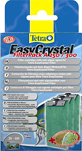 Tetra EasyCrystal Filter Pack A250/300, Filtermaterial mit AlgoStop Depot Anti-Algenwirkstoff, geeignet für Aquarien von 30 bis 60 Liter, 3 Stück, grau