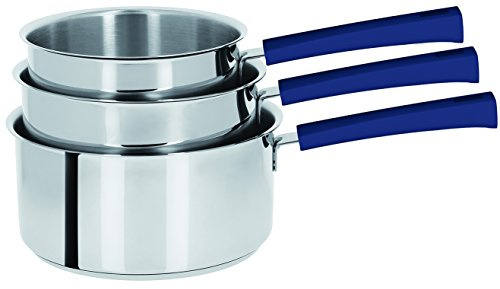 Cristel S3Cmaeb Serie 3 Casseroles Amovibles 16 a 20 Cm + 1 Poignee Mutine Encre Bleue
