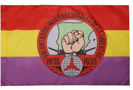 AZ FLAG Flagge Spanien Internationale Brigaden Freiwillige 150x90 cm | Spanien Internationale Brigaden Freiwillige Freiheit Für innen und außen Spanische dekorative Flagge mit Masttunnel