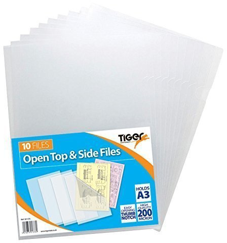 x 3 Tiger CLARO A3 Informe ARCHIVOS TOP ABIERTO Y LATERALES Funda Paquete De 10 FUNDAS