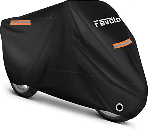 Favoto Motorbike Cover Waterproof Outdoor Motorcycle Cover XXXL Oxford Fabric UV Rain Dust Protective Cover with Lock Holes for Moto Moped Scooter 265 x 105 x 125 cm