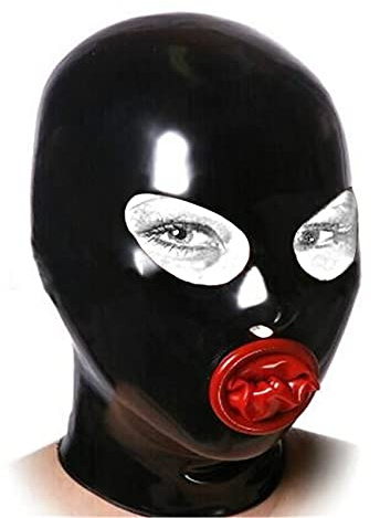 MFMYEE Bondage-Latexmaske, BDSM-Maske, Fetisch-Kopfbedeckung, Latex-Cosplay, Reißverschluss hinten, Latexkapuze