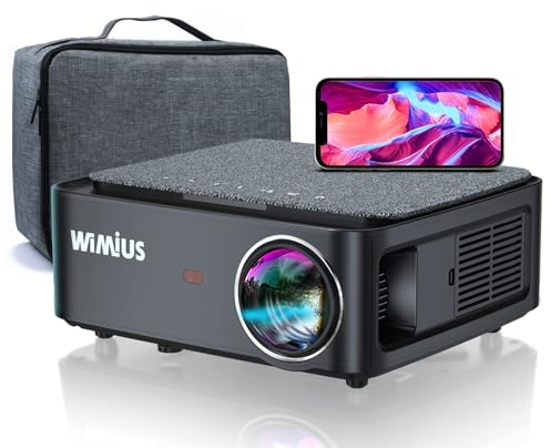 Videoproiettore WiFi Bluetooth, 18000 Lumen Proiettore Full HD 1080P Supporta 4K, WiMiUS Proiettori con 4D Correzione Trapezoidale, Zoom 50% per Home Cinema PPT, iOS/Android Smartphone(Borsa Inclusa)