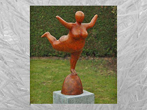 IDYL Bronze-Skulptur Große Frau orange heiße Patina | 106x62x66 cm | Bronze-Figur handgefertigt | Gartenskulptur - Wohnbereich-Dekoration | Hochwertiges Kunsthandwerk | Wetterfest