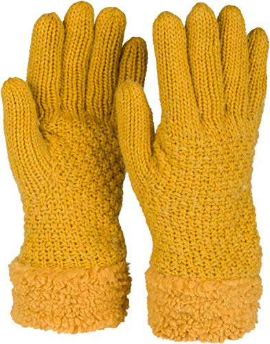 styleBREAKER Damen Strickhandschuhe Perlmuster Poly | Wärmendes Fleece-Innenfutter, elastische Einheitsgröße für fast alle Handgrößen (16-21 cm Umfang), ohne störende Nähte.