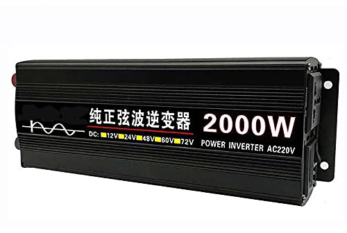 Inverter A Onda Sinusoidale Pura, Convertitore Di Tensione DC 12V/24V/48V/60V A AC 220V, Inverter Solare Trasformatore Di Tensione 1600W 2000W 3000W 4000W, 8 Protezioni Di Sicurezza,2000W-48V