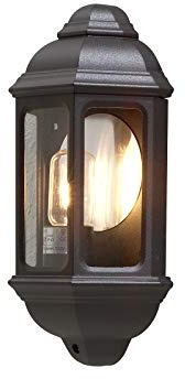 Außen LED Wandlaterne, Halbschale im nostalgischen Landhausstil, schwarz