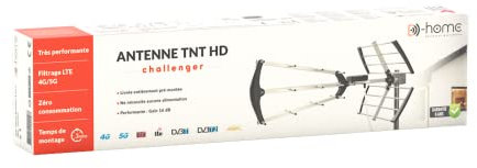 D-Home - Antenne TNT Challenger D-HOME, Montage en 3 Minutes, antenne prémontée équipée d'un filtrage 4G et 5G. Disponible avec Un amplificateur de Signal