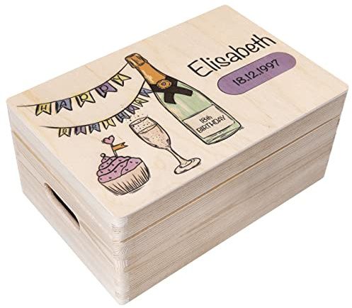 Creative Deco Personalisiert Geburtstag Geschenke für Frauen, Männer Kinder | Erinnerungsbox Holzkiste | Party Motiv für Geburtstag | Individuelle Geschenk | Geschenkkiste Geschenkbox