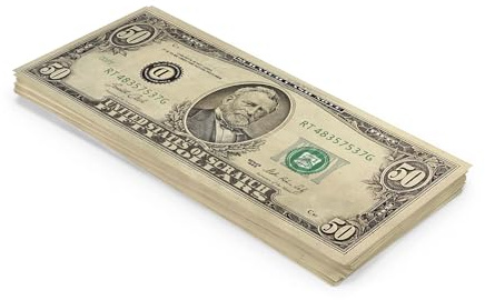 Scratch Cash Dollari Old Style – 100 Banconote Finte da 50 $, Fac-Simile Dollari, Dimensioni Reali