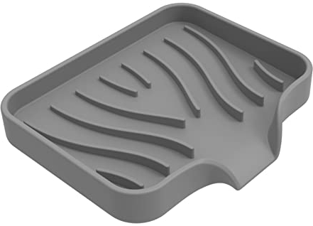 ENLACE Seifenschale mit Ablauf Silikon Seifenhalter,Seifenablage für Badezimmer Dusche Küchenschwämme Zubehör Lagerung,Seifenschalen für Seife Trocken und Sauber Halten,Rutschfreies Design Grau