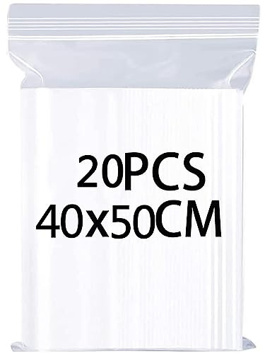 YOOYEH Extra Large Grip Seal Ziplock Bags - 40x50cm, 20pcs Resealable Clear Plastic Storage Pouches for Jewellery, Diamond Painting, Large Cookies and Sweets