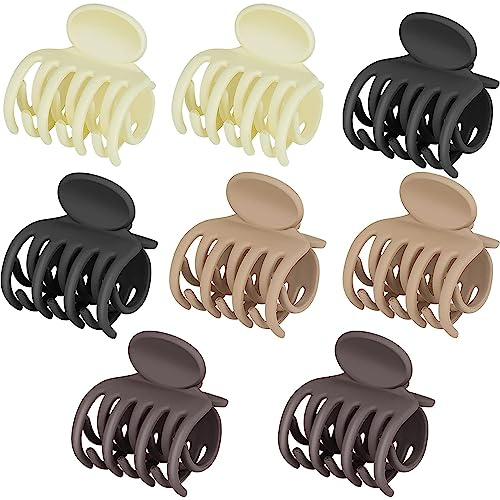 Lot de 8 petites pinces à cheveux à double rangée de dents pour cheveux fins, 4,1 cm, mates, antidérapantes, accessoires pour cheveux courts pour femmes et filles