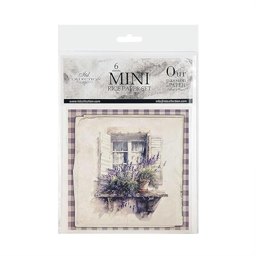 ITD Collection - Mini Rice Paper Creative Set 14.8 x 14.8 cm (6 Sheets), Decoupage Rice Paper for Scrapbooking and Crafts, Multicoloured (RSM081)