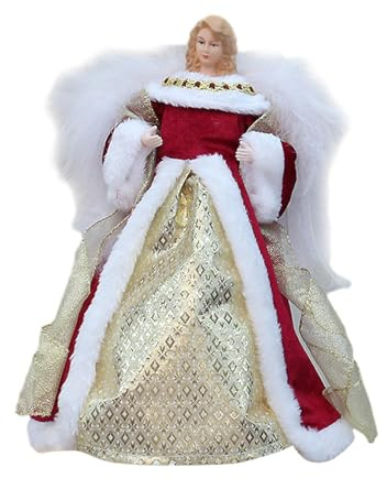 Amagogo Engel-Baumkronen-Figur/12 Zoll 30 cm Weihnachtsbaumspitze/Weihnachtsschmuck für Bar/Innen/Party/Schlafzimmer/Wohndekoration, Rot