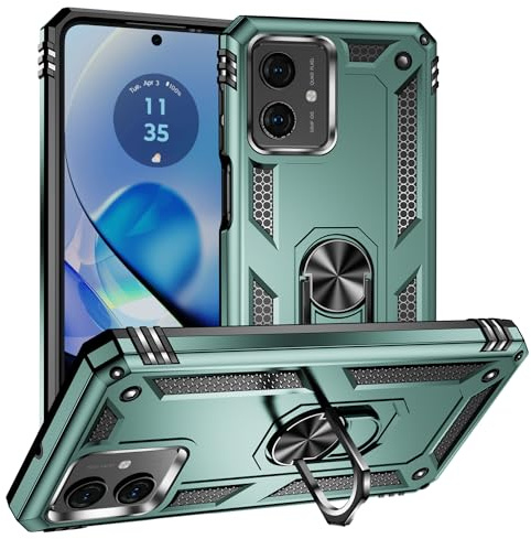 Dedux Funda Compatible con Motorola Moto G54 5G [Tough Armor Series] Robusta Anti-Arañazos Panel Trasero PC + TPU a Prueba de choques + Soporte Plegable. Verde Oscuro