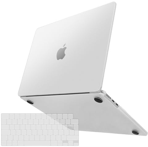 TECOOL Hülle für MacBook Air M5 M4 M3 M2 13,6, Klar Gefrostet | A3449/A3240/A3113/A2681 2022-2026, Ultradünne Schutzhülle, Snap-on, Ohne Logoausschnitt, TPU EU Tastaturschutz