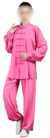 FGDIUCVN Chinoiserie, chinesische Kung-Fu-Kleidung, Tai-Chi-Uniform, langärmelig, Zen-Meditationsanzug, atmungsaktiv, Wing Chun-Kleidung, Milchseide, Reine Farbe