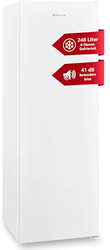 Telefunken Gefrierschrank groß | Tiefkühlschrank freistehend | 248 Liter Nutzinhalt - Ausreichend Platz | leise 41 dB | 4*-Gefrieren | Temperaturregelung | Freezer gross | F-GS-175-E-W weiß
