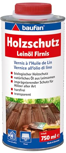 Baufan Holzschutz Leinölfirnis 2.0 750ml - Firnis aus natürlichem Leinöl für biologische Holzpflege, Holzöl außen & innen für Möbel, Arbeitsplatten & Zäune