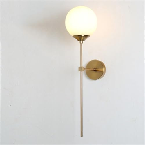 Wandleuchte Innen Wandlampe Mid Century Modern Wandlampe Gold Langmast Wandlampe Beleuchtung Minimalistische Glaskugel Wandlampe for Nachttisch Wohnzimmer Flur Wohndekoration Wandbeleuchtung Flurlampe