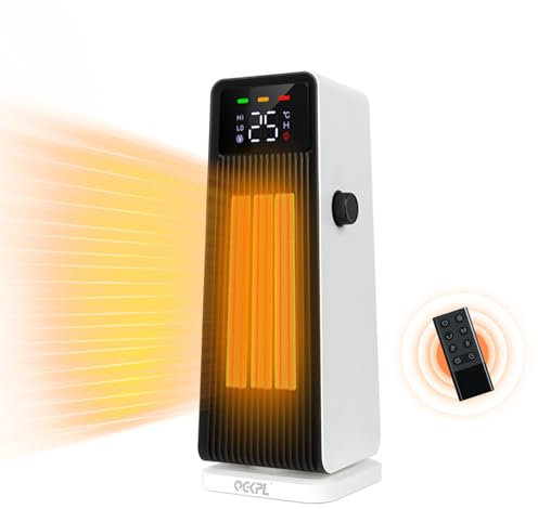 Electric Smart Ceramic Space Heater,1500W Silent Fan Heaters for Home Low Energ, ECO-Auto-Mode, Thermostat 3 Modes 12H Timer, Overheating & Tip-Over Protection, for Home Bedroom Office Camping (White)