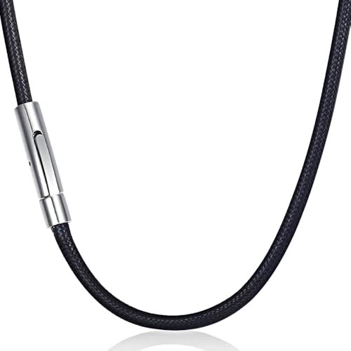 Lederband Kette für Damen und Herren, 2mm Halskette ohne Anhänger, Kunstleder, 46cm Schwarz - Geschenke für Männer, Frauen, Familie, Geliebte, Freunde