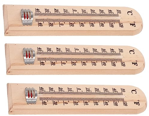 Parliky Termometro in Legno Da Appendere Per Ed Esterni Set Da 3 Pezzi Per Serra e Casa Termometro Durevole Design Sospeso