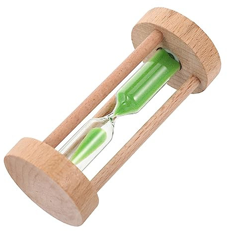 OKUMEYR Orologio a Sabbia in Legno Da 3 Minuti Con Sabbia Verde, Timer Da Tavolo Decorativo Per Casa e Ufficio, Strumento Artigianale Per Cucina, Giochi e Allenamento